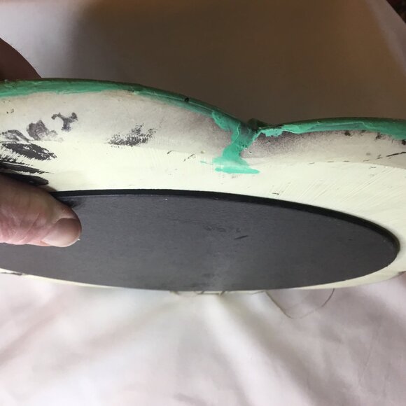 Repurposed Trendy Chalkware/Plaster 14" X 14" Distressed Round Flower Mirror - Picture 3 of 4